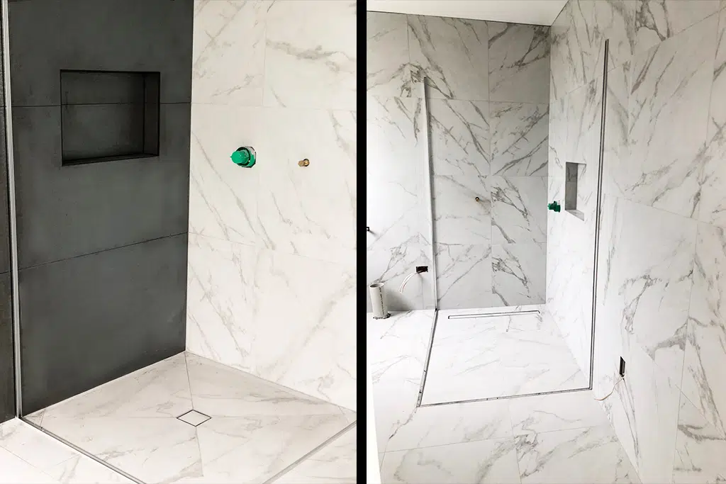 waterproofed shower system