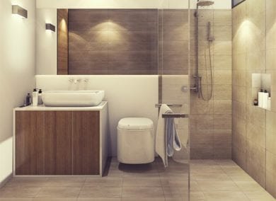 waterproofed shower system