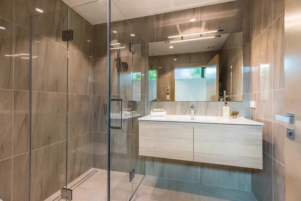 waterproofed shower system